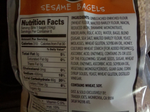 Trader Joe's Bagels Ingredients